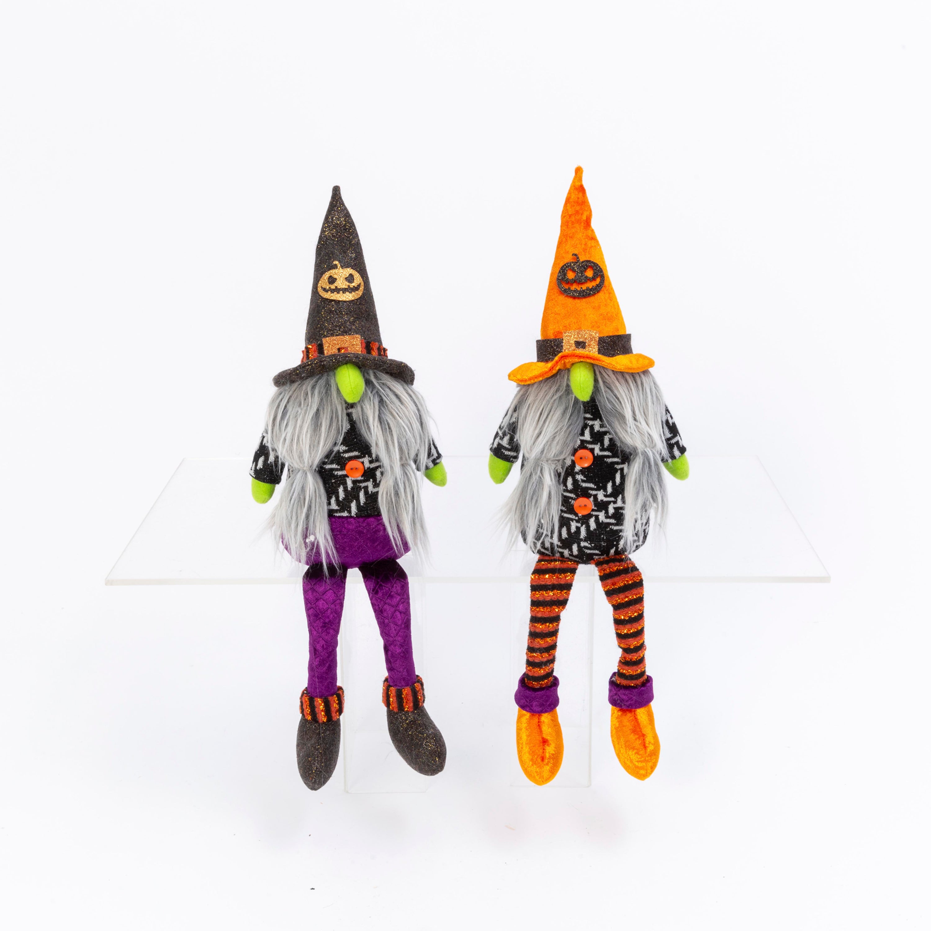 Set of 2, 16-in Plush Halloween Gnome Shelf Sitter